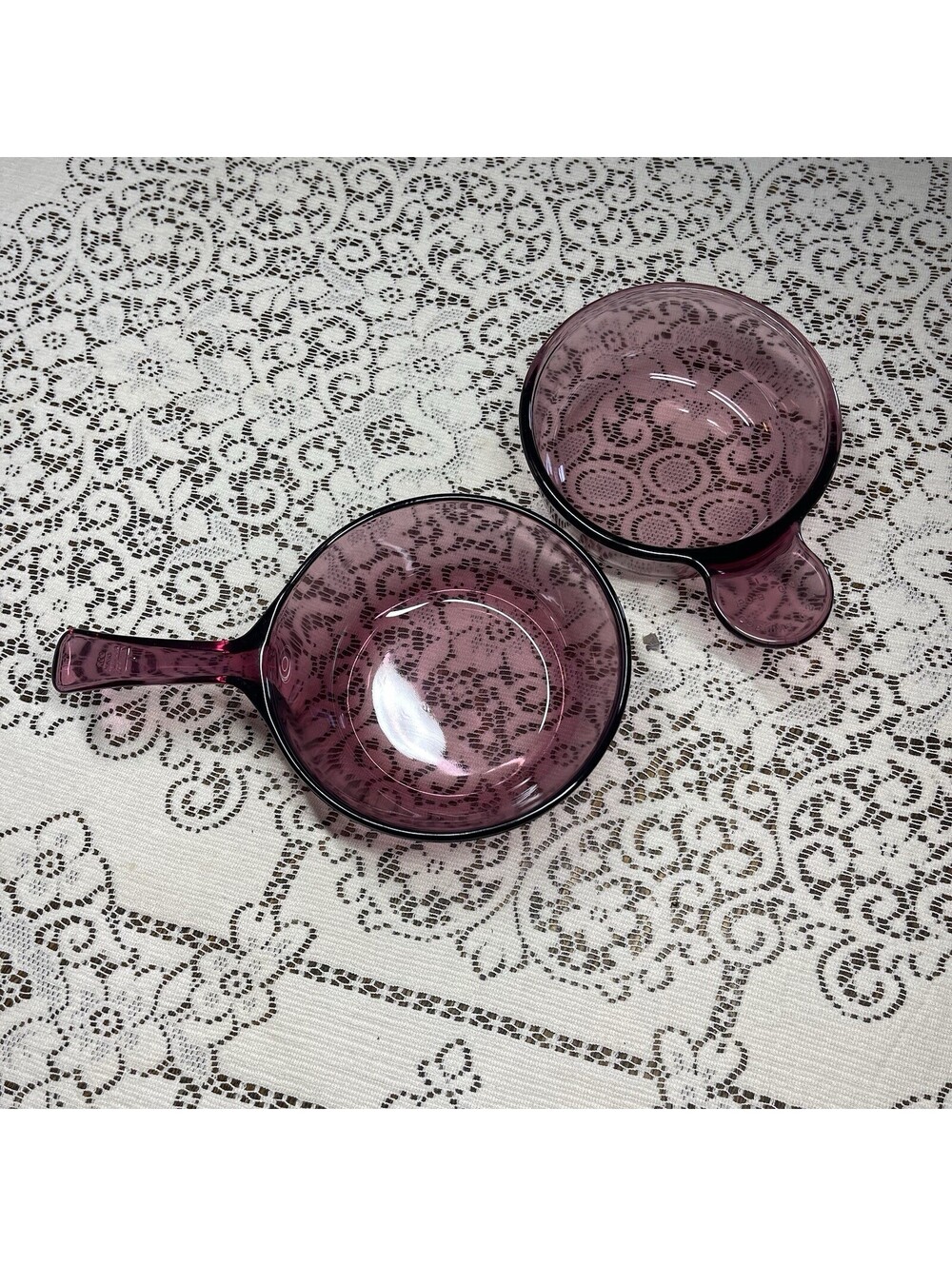 Vtg 2 Pyrex Corning Ware Vision Cranberry Grab It & Go Dish bowl & Sauce Pan